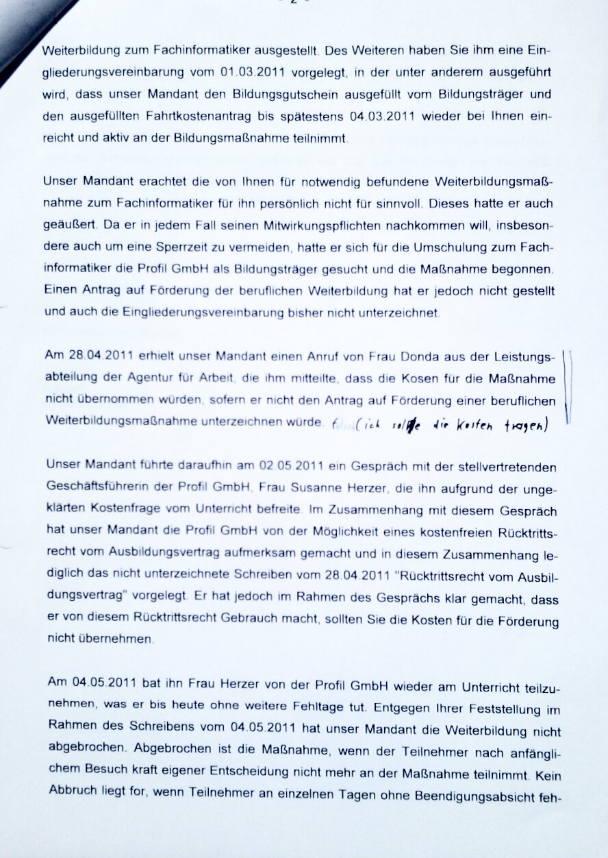 Widerspruch gegen Bewilliguns in vollen Umfang entsprochen